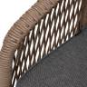 "Канны" диван 2-местный плетеный из роупа, основание дуб, роуп коричневый круглый, ткань темно-серая 027