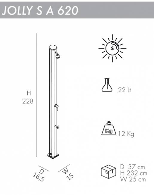 Душ солнечный Jolly S A 620 антрацит 165х150х2280 мм