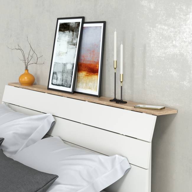 Двуспальная кровать Муссон с ортопедическим основанием цвет белый/дуб эндгрейн элегантный Двуспальная кровать Муссон с ортопедическим основанием цвет белый/дуб эндгрейн элегантный