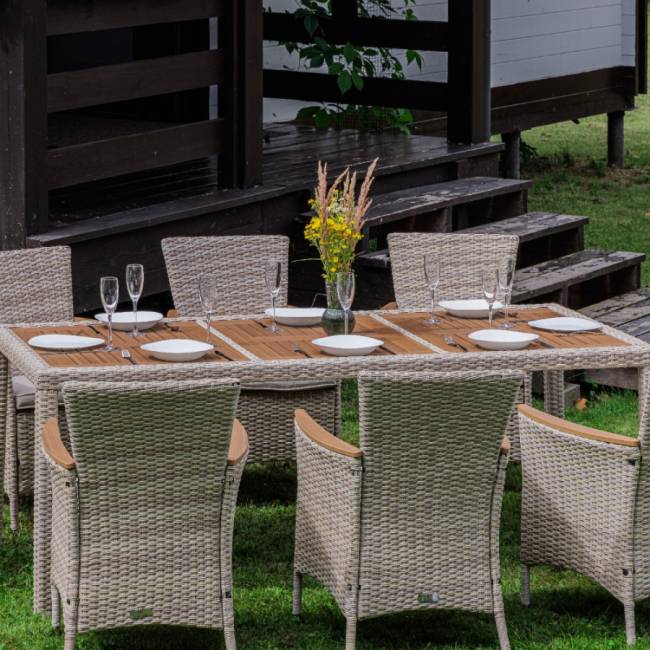 AMELIA обеденный комплект бежевого цвета на 8 персон