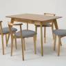 Стол Сканди 120 натур со стульями Франк натур рогожка серый