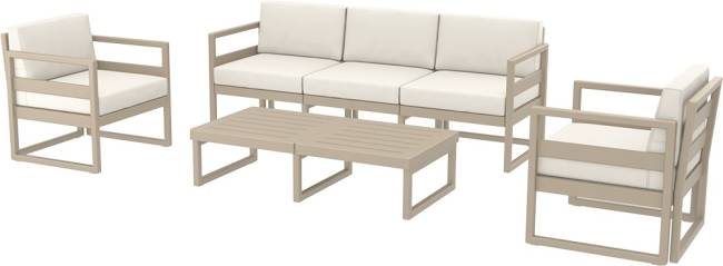 Комплект пластиковой мебели Mykonos XL бежевый, бежевый