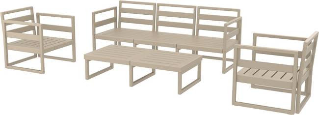 Комплект пластиковой мебели Mykonos XL бежевый, бежевый