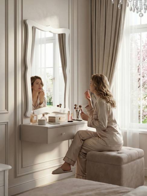 Зеркало навесное Берже 23 белый ясень 97 см х 67 см