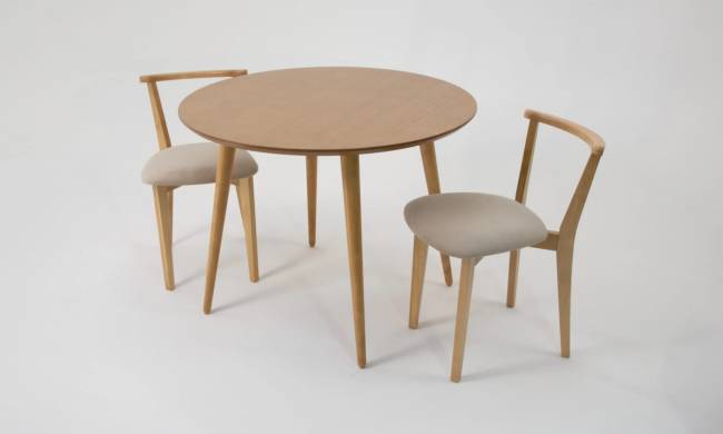 Стол Монте К 90 натур со стульями Франк натур велюр бежевый