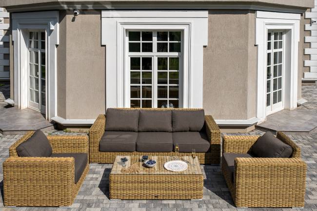 "Боно" лаунж-зона из искусственного ротанга, цвет соломенный "Боно" лаунж-зона из искусственного ротанга, цвет соломенный