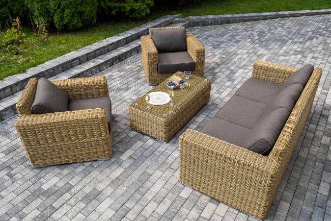 "Боно" лаунж-зона из искусственного ротанга, цвет соломенный "Боно" лаунж-зона из искусственного ротанга, цвет соломенный