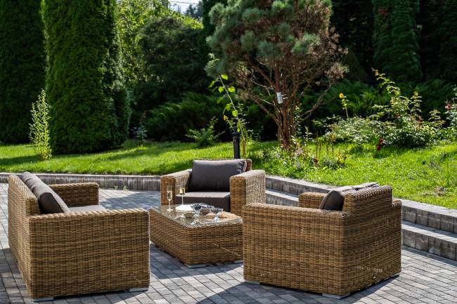 "Боно" лаунж-зона из искусственного ротанга, цвет соломенный "Боно" лаунж-зона из искусственного ротанга, цвет соломенный