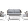 "Милан" лаунж-зона 4-местная плетеная из роупа (веревки), каркас алюминиевый белый, роуп бежевый