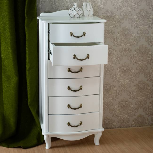 Комод Джульетта узкий 6 ящ., молочный дуб Л