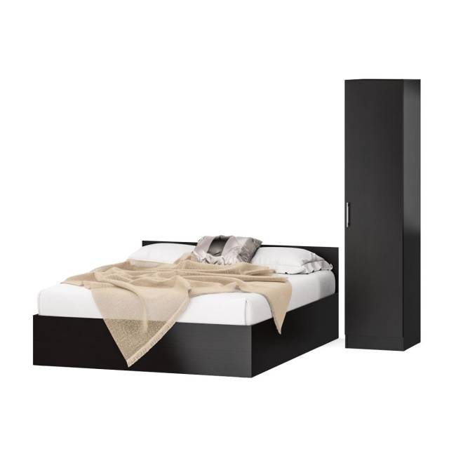 Двуспальная кровать с ящиками 1600 с пеналом Стандарт цвет венге