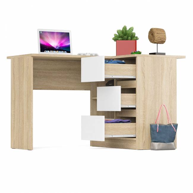 Угловой компьютерный стол Мори МС-16 правый цвет дуб сонома/белый Угловой компьютерный стол Мори МС-16 правый цвет дуб сонома/белый
