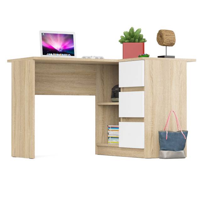 Угловой компьютерный стол Мори МС-16 правый цвет дуб сонома/белый Угловой компьютерный стол Мори МС-16 правый цвет дуб сонома/белый