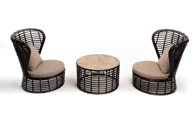 "Парма" кофейный комплект из искусственного ротанга, цвет бронзовый "Парма" кофейный комплект из искусственного ротанга, цвет бронзовый