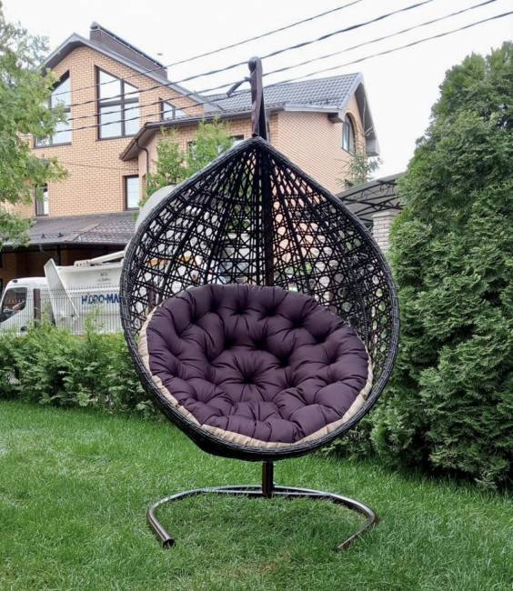 Подвесное кресло из искусственного ротанга "FRESCO-XL", коричневый