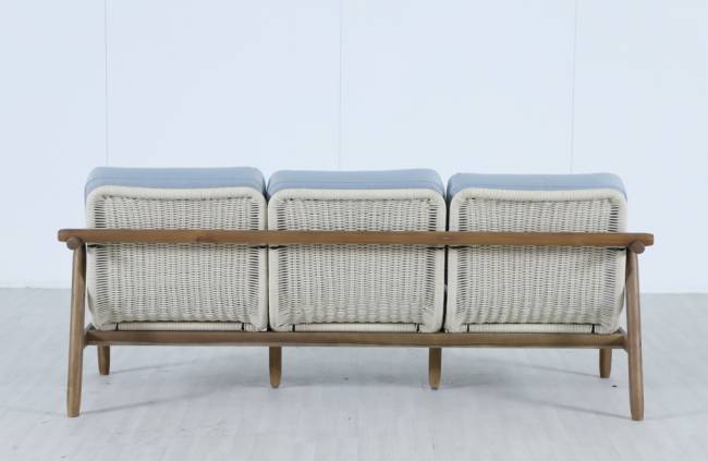 Диван деревянный трехместный Apoyo грецкий орех, голубой 1954х778х758 мм