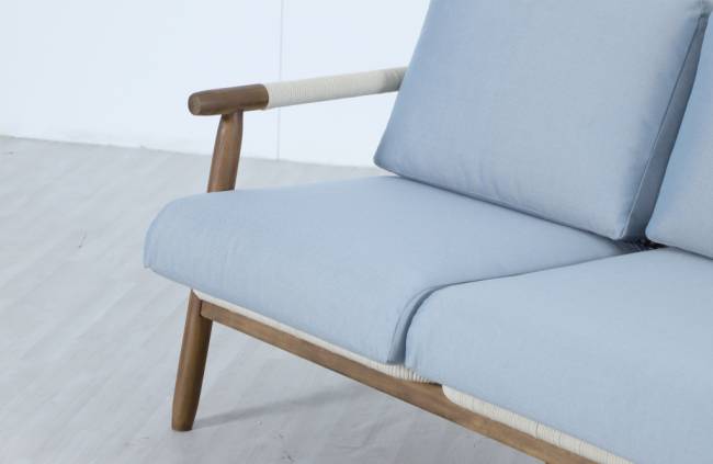 Диван деревянный трехместный Apoyo грецкий орех, голубой 1954х778х758 мм