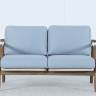Диван деревянный двухместный Apoyo грецкий орех, голубой 1354х778х758 мм