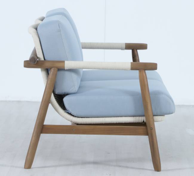 Диван деревянный двухместный Apoyo грецкий орех, голубой 1354х778х758 мм