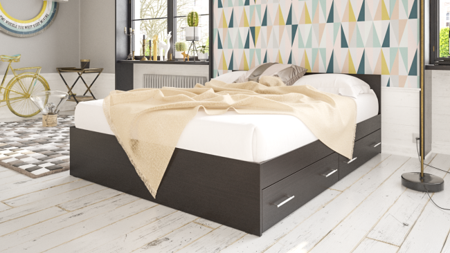 Кровать с ящиками Стандарт 1600 цвет венге Кровать с ящиками Стандарт 1600 цвет венге