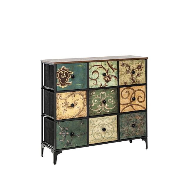 Комод Leset Лунет 9 ящ. Чёрный Мульти зеленый Комод Leset Лунет 9 ящ. Чёрный Мульти зеленый