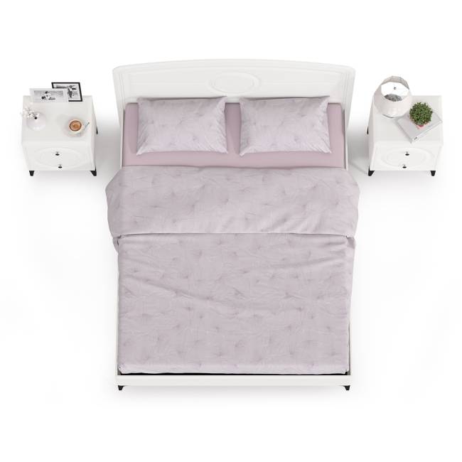 Кровать 1600 с ортопедическим основанием Валенсия и две тумбочки цвет белый шагрень