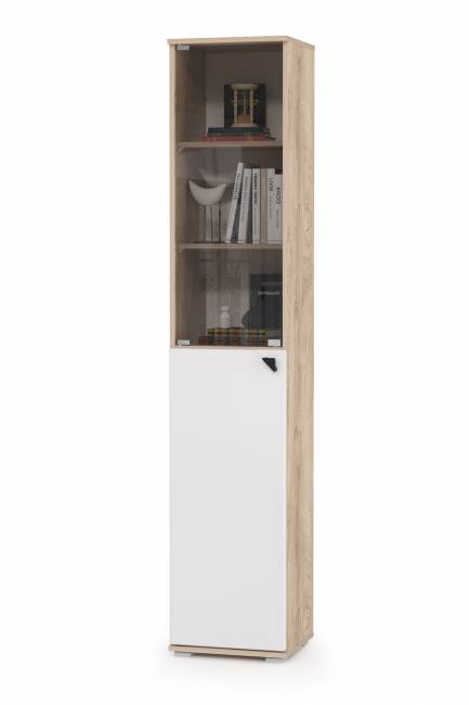 Шкафы со стёклами Бостон № 49 цвет дуб эндгрейн элегантный/фасады МДФ милк рикамо софт Шкафы со стёклами Бостон № 49 цвет дуб эндгрейн элегантный/фасады МДФ милк рикамо софт