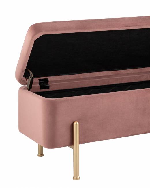 Банкетка Болейн с ящиком велюр розовый