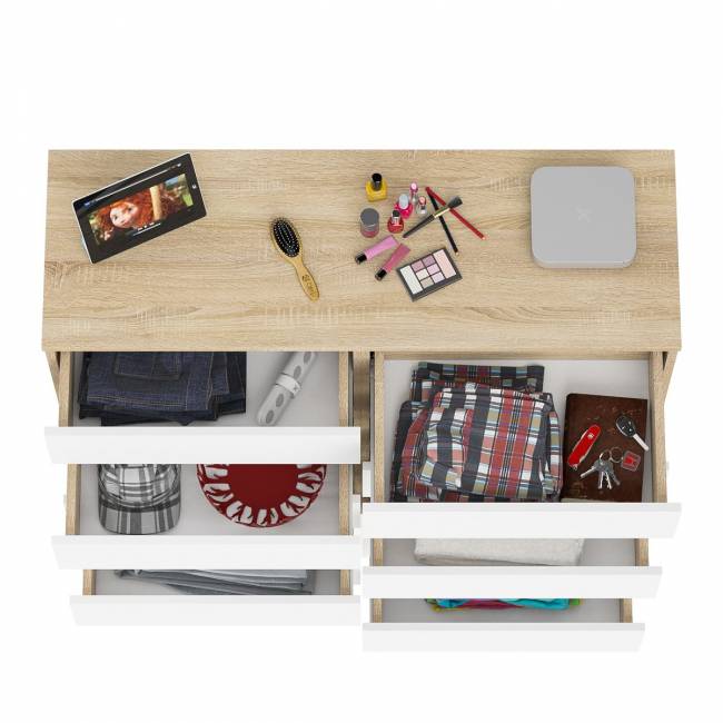 Комод высокий на десять выдвижных ящиков Мори МК1200.10 цвет дуб сонома/белый Комод высокий на десять выдвижных ящиков Мори МК1200.10 цвет дуб сонома/белый