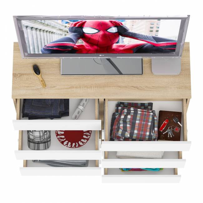 Комод высокий на десять выдвижных ящиков Мори МК1200.10 цвет дуб сонома/белый Комод высокий на десять выдвижных ящиков Мори МК1200.10 цвет дуб сонома/белый