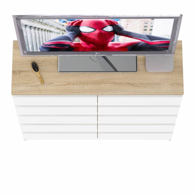 Комод высокий на десять выдвижных ящиков Мори МК1200.10 цвет дуб сонома/белый Комод высокий на десять выдвижных ящиков Мори МК1200.10 цвет дуб сонома/белый