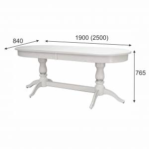 Стол обеденный Тарун 5 раздвижной белый/серебро 190/250*84