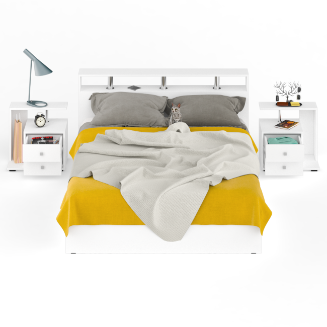 Кровать 1600 Камелия + две тумбы цвет белый Кровать 1600 Камелия + две тумбы цвет белый