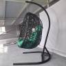 Кресло подвесное Кокон XL (стойка+основание.черн.,корзн.черн.,подуш тём-зеленый)