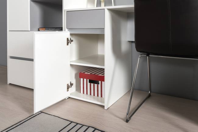 Два письменных стола и два комода Торонто цвет белый шагрень/стальной серый Два письменных стола и два комода Торонто цвет белый шагрень/стальной серый