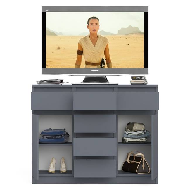 Комод с ящиками и дверками Мори МК1200.4 цвет графит Комод с ящиками и дверками Мори МК1200.4 цвет графит