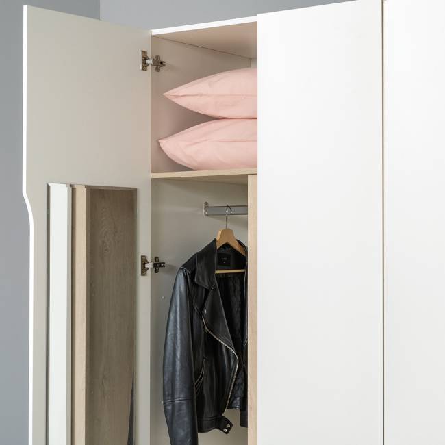 Два шкафа двустворчатых Муссон цвет белый/дуб эндгрейн элегантный Два шкафа двустворчатых Муссон цвет белый/дуб эндгрейн элегантный