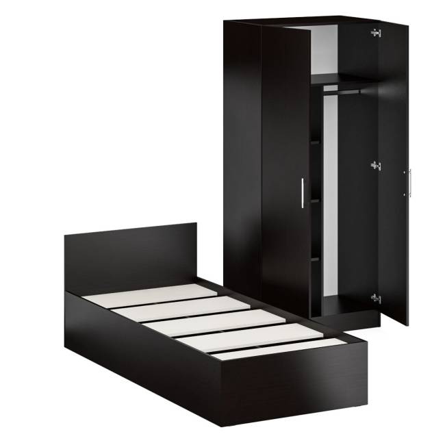 Кровать односпальная 900 со шкафом для одежды 2-х створчатым Стандарт цвет венге Кровать односпальная 900 со шкафом для одежды 2-х створчатым Стандарт цвет венге