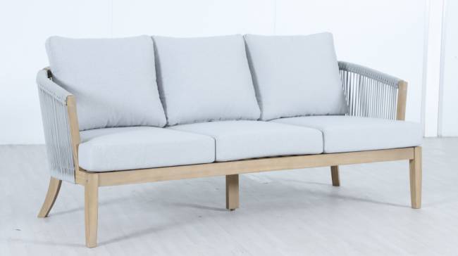 Диван деревянный трехместный Veneto светлый тик, серый 1880х802х711 мм