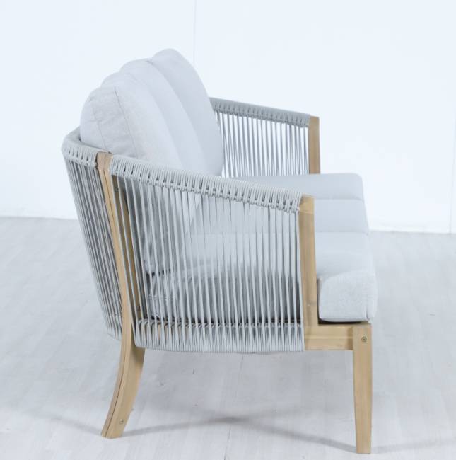 Диван деревянный трехместный Veneto светлый тик, серый 1880х802х711 мм