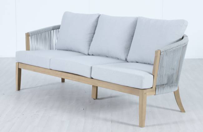 Диван деревянный трехместный Veneto светлый тик, серый 1880х802х711 мм