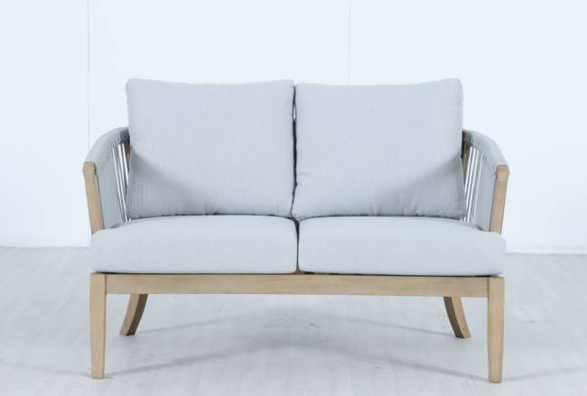 Диван деревянный двухместный Veneto светлый тик, серый 1280х802х711 мм