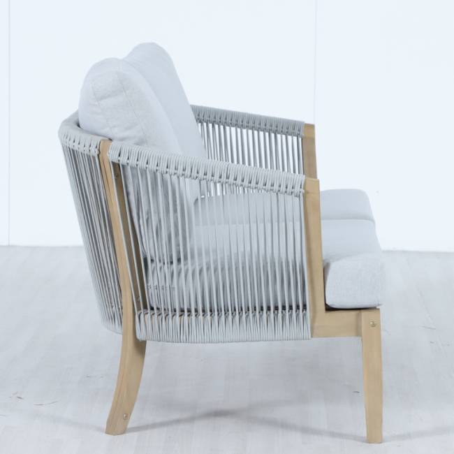 Диван деревянный двухместный Veneto светлый тик, серый 1280х802х711 мм