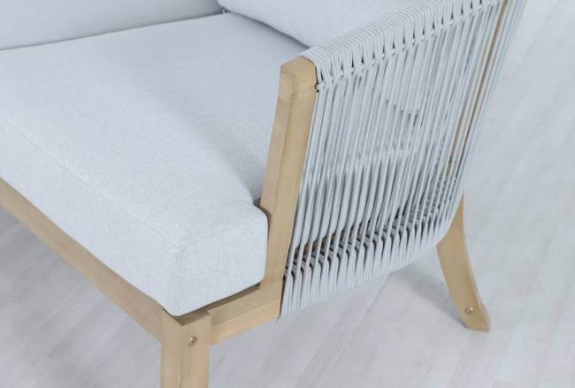 Диван деревянный двухместный Veneto светлый тик, серый 1280х802х711 мм