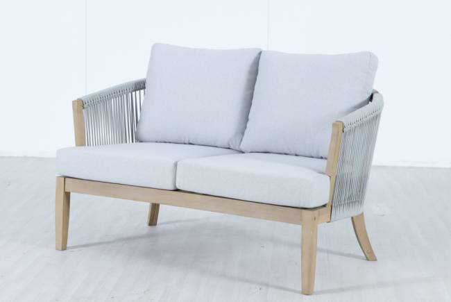 Диван деревянный двухместный Veneto светлый тик, серый 1280х802х711 мм