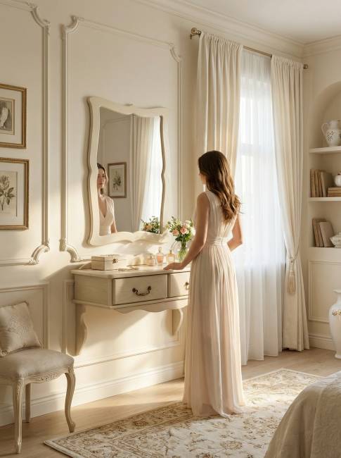 Зеркало навесное Берже 23 слоновая кость 97 см х 67 см