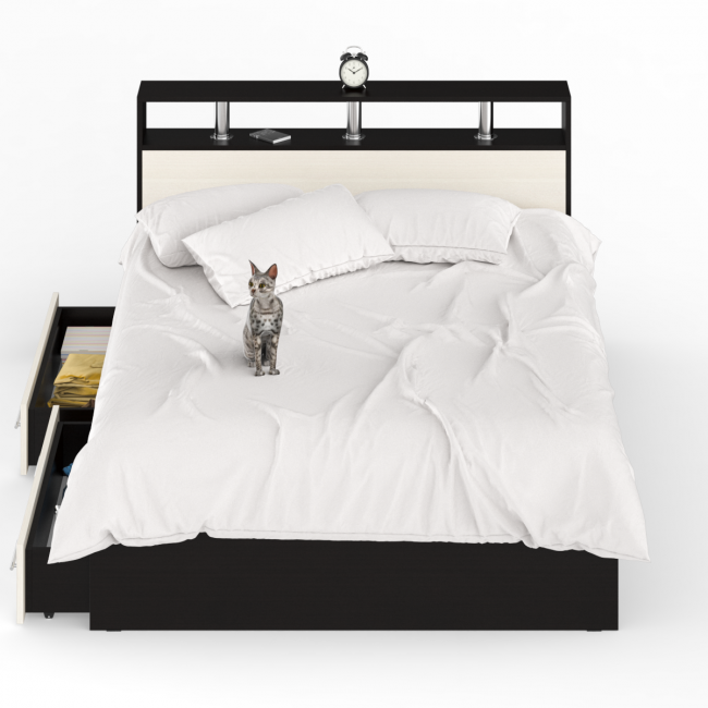 Кровать с ящиками Камелия 1400 цвет венге/дуб лоредо Кровать с ящиками Камелия 1400 цвет венге/дуб лоредо