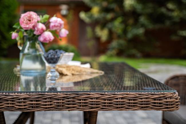 "Гляссе" обеденная группа из искусственного ротанга, цвет коричневый "Гляссе" обеденная группа из искусственного ротанга, цвет коричневый