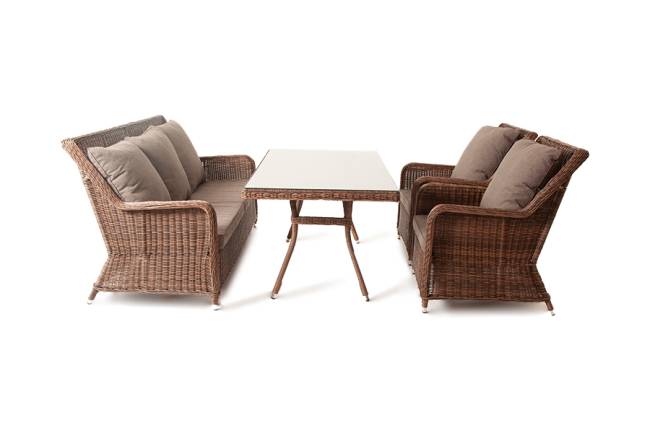"Гляссе" обеденная группа из искусственного ротанга, цвет коричневый "Гляссе" обеденная группа из искусственного ротанга, цвет коричневый
