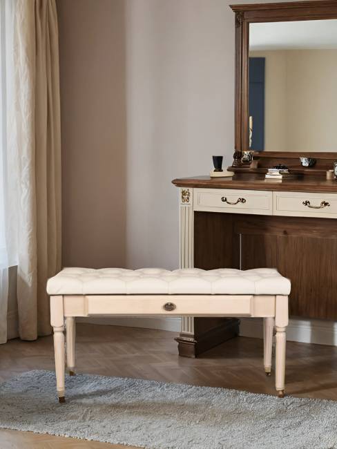 Банкетка Оливия экокожа молочный/белый ясень Банкетка Оливия экокожа молочный/белый ясень